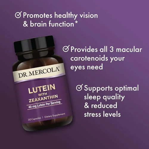 Miniatura 4 de Dr. Mercola Luteína con zeaxantina - Apoya la salud ocular y cerebral - Carotenoides maculares de extracto de flor de caléndula - Sin OMG, sin