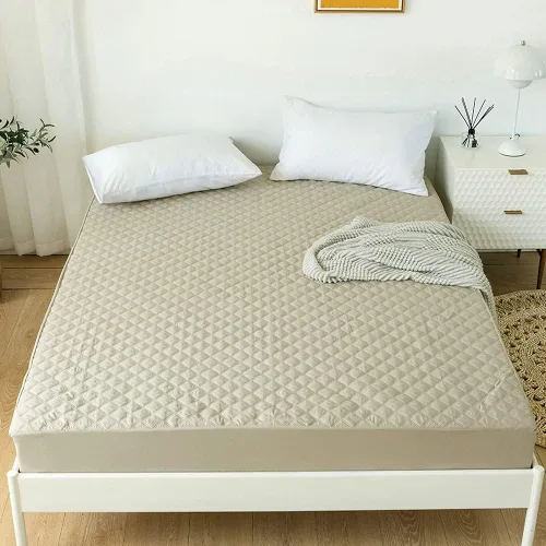 Miniatura 12 de vctops Sábana bajera acolchada impermeable, protector de colchón ultra suave, elástico y ajustable con bolsillo profundo (amarillo, matrimonial)