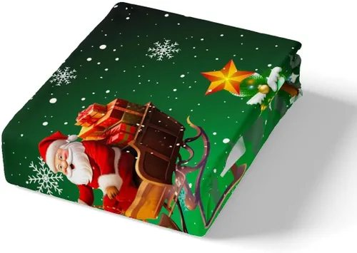 Miniatura 7 de Manfei juego de sábanas de Navidad tamaño completo, juego de sábanas con muñeco de nieve y árbol de Navidad de 4 piezas con sábana bajera de Multi 03