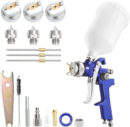 Miniatura 11 de HVLP - Pistola pulverizadora de pintura de aire, alimentación de sifón, capacidad de 1000 CC, con boquilla de 0.06 pulgadas, pistolas de Rojo