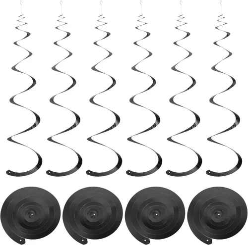 MECCANIXITY 18 remolinos colgantes de fiesta negros de una sola tira para colgar decoraciones de 27.6 pulgadas, serpentinas colgantes de plástico