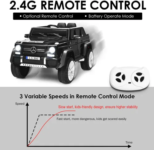 Miniatura 2 de HONEY JOY Camión para Paseo con Licencia Mercedes-Benz Maybach G650, Juguetes Eléctricos con Control Remoto, Luces LED, Música, Arranque Lento, Negro
