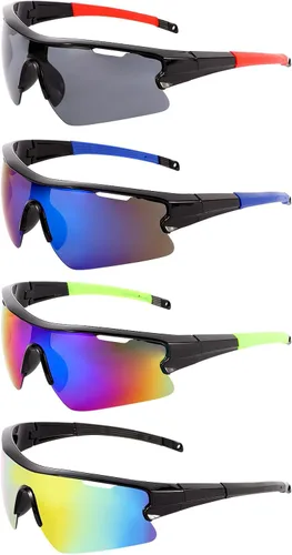Paquete de 4 lentes de sol de béisbol juveniles para hombres y mujeres, ligeros con protección UV, gafas de sol deportivas para ciclismo, correr,