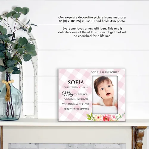 Miniatura 2 de Lifesong Milestones Marco de fotos personalizado para bautizo, regalos de bautismo para niñas, niños, padrinos, regalos de baby shower, baby shower