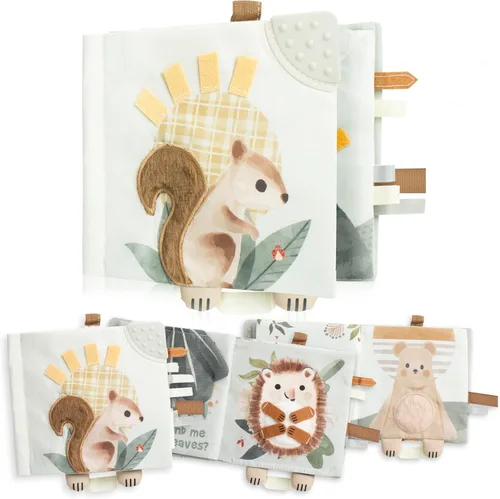 Libro suave para bebé con páginas táctiles y de textura - Lindo libro sensorial para bebés de 0-6, 6-12 y 12-18 meses con espejo y papel arrugado -