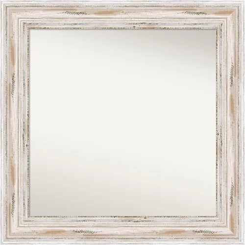 Amanti Art Espejo de baño blanco para sobre el fregadero, 25 x 25 pulgadas, espejo cuadrado de Alexandria White Wash, marco de madera costera media,