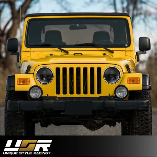 Miniatura 9 de USR 97-06 Wrangler TJ Faros LED de proyector redondos de 7" Pulgadas H6024 con carcasa negra 6024 Haz alto/bajo, faro sellado H6014 (Par) Compatible