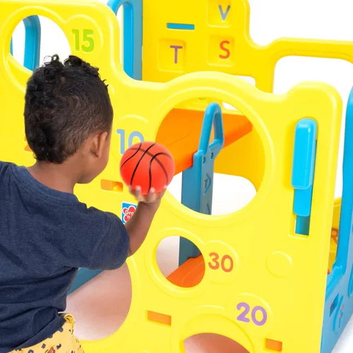 Miniatura 5 de Grow'n Up Climb 'n Explore Play Gym - Centro de actividades 4 en 1 para niños pequeños con tobogán, aro de baloncesto, túnel de gateo y pared