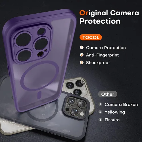 Miniatura 299 de TOCOL Funda para iPhone 11, compatible con Magsafe, protección completa de cámara, imanes integrados, protección contra caídas, funda translúcida
