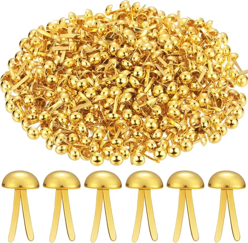 Miniatura 15 de Hotop 500 piezas de chinches de metal para manualidades de papel, sujetadores redondos de latón para arte, manualidades, proyectos escolares