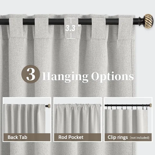 Miniatura 4 de SimpleHome - Cortinas 100% opacas de lino color naranja quemado, de 72 pulgadas de largo, con pestaña trasera de estilo granja para sala de estar