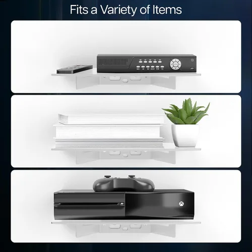 Miniatura 8 de VIVO, estante flotante de vidrio templado de pared para reproductor de DVD, audio, consolas de videojuegos, dispositivos de transmisión (MOUNT-SF011)