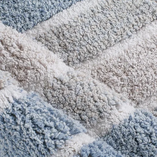 Miniatura 9 de Alfombra de baño de algodón con rayas alpinas de 24 x 60 pulgadas, color azul, antideslizante, de lujo, de secado rápido, estilo spa, ideal