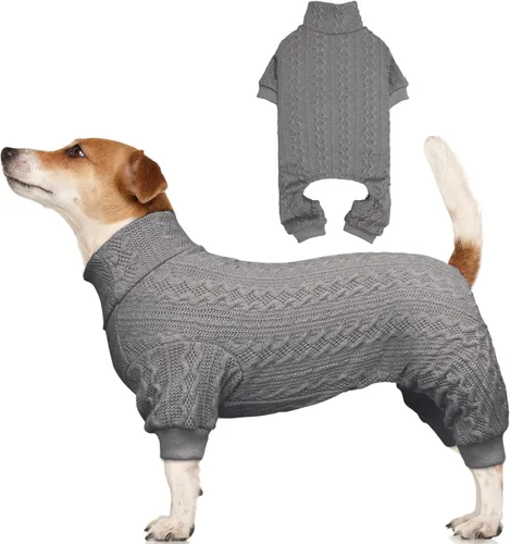 Suéteres para perros grandes, cuello alto, ropa de punto para mascotas, suéter de color sólido para cachorros, suéter cálido para perros (gris y L)