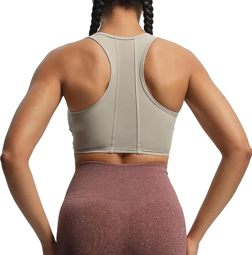 Miniatura 4 de Aoxjox Sujetadores deportivos de entrenamiento para mujer, sin espalda, Viviana, brasier de malla acolchada, camiseta corta sin mangas para yoga