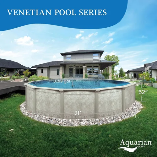 Miniatura 18 de Aquarian - Piscina para exteriores con marco de acero por encima del nivel del suelo, redonda, 24 x 52 pulgadas, veneciana Veneciano