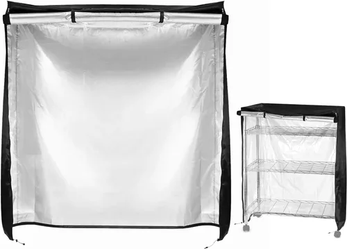 Miniatura 7 de QWORK Funda para Estante de Alambre - 60"x24"x72", Tela Oxford, Mantiene el Estante Limpio, Para Hogar, Oficina, Almacenamiento y Garaje, Negro 1