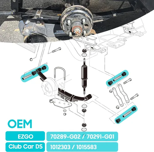 Miniatura 5 de 10L0L Kits de bujes de resorte de hoja trasera para carrito de golf para Club Car DS 1992 en adelante 1015583 1012303, kits de casquillos