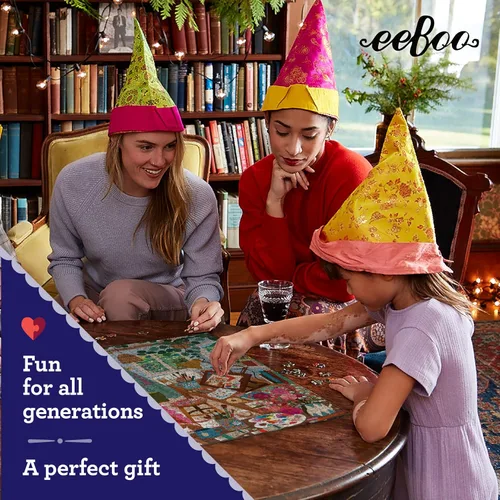 Miniatura 7 de eeBoo Rompecabezas de 1000 piezas – Artist's Cottage rompecabezas para adultos, cuadrado de 23 x 23 pulgadas, fabricado con tablero reciclado