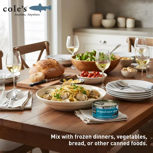 Miniatura 6 de Coles almejas enlatadas y picadas: cosechadas en agua cristalina, alimentos sin gluten, almejas altas en proteínas y bajas en calorías