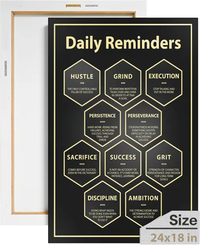 Miniatura 18 de Decoración de pared motivacional – Arte para colgar en la oficina, lienzo de reglas de trabajo, decoración de pared inspiradora, obra de arte En