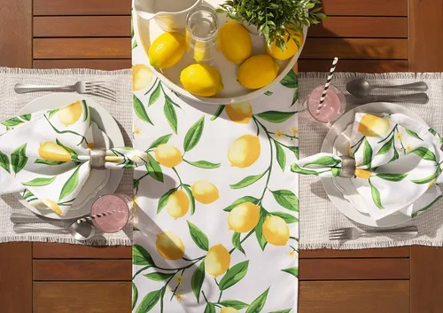 Miniatura 5 de DII Lemon Bliss - Mesa para exteriores, colección resistente a las manchas e impermeable, camino de mesa, 14 x 72 pulgadas