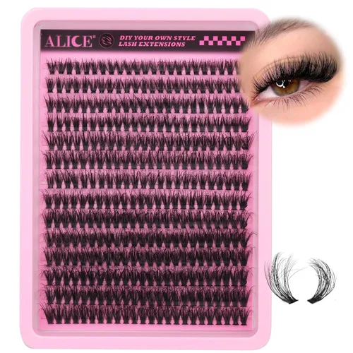 Miniatura 10 de Kit de extensión de pestañas DIY racimos de pestañas D-Curly voluminosos, pestañas individuales, kit de extensión de pestañas con herramienta