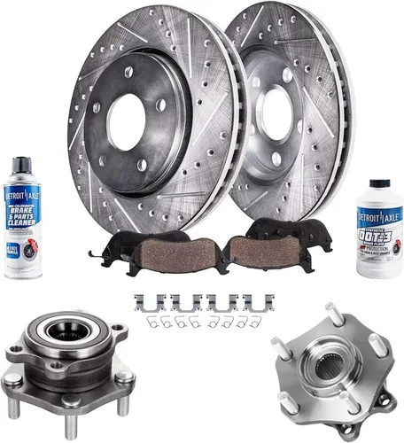 Miniatura 54 de Detroit Axle - Kit de freno delantero para Ford Explorer Mercury Mountaineer 2002-2005 Bujes de rodamiento de rueda perforados y ranurados rotores