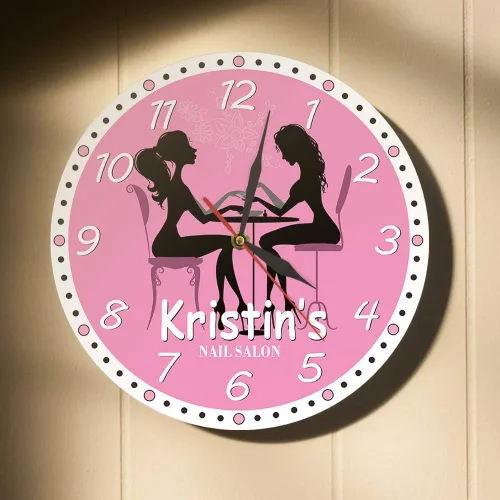 Miniatura 6 de The Geeky Days Reloj de pared personalizado para salón de manicura, salón de uñas, spa, silencio, cuarzo, obras de arte, pedicura, arte de uñas