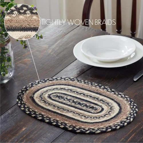 Miniatura 5 de VHC Brands Sawyer Mill, Dining Table Placemat, Braided Jute, Oval, Charcoal Creme, 10x15, 8 Pack 8 Pack