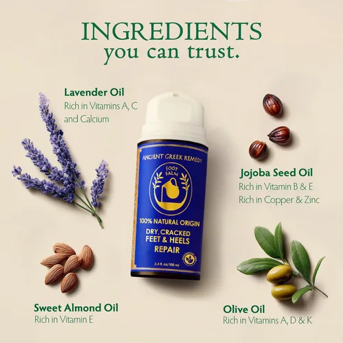 Miniatura 6 de Reparación de talones secos agrietados Crema orgánica para pies secos y callos con aceite de jojoba, lavanda, almendra, oliva y vitamina E 3.4