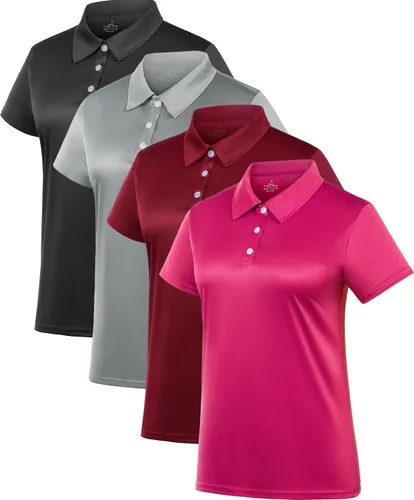 Camiseta polo para mujer, camiseta de golf Dry Fit que absorbe la humedad, manga corta, deportiva, ropa deportiva, cuello con botones, entrenamiento