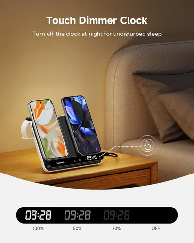 Miniatura 4 de Estación de carga dual de teléfono, cargador inalámbrico para Google Pixel 9a/9 Pro/9/8 Pro/7 Pro (no para 9 Pro Fold), para Pixel Watch 3/2/Fitbit
