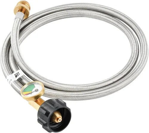 Miniatura 4 de Manguera adaptadora de propano de 5 pies con calibre – conversión de propano de 1 a 20 libras para tanque LP tipo 1/QCC1, aparato portátil a granel