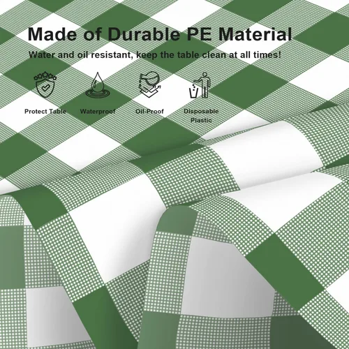 Miniatura 48 de Paquete de 6 manteles de plástico desechables azules y blancos a cuadros, manteles de plástico azules para fiestas, 54 x 108 pulgadas impermeables