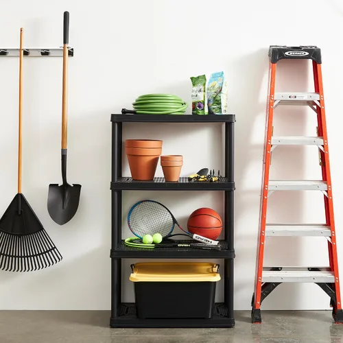 Miniatura 8 de Gracious Living Unidad de almacenamiento de 4 estantes de altura fija de servicio medio, 14 x 32 x 54.5 pulgadas, sistema organizador para el hogar