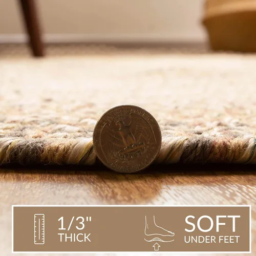 Miniatura 5 de Super Area Rugs - Alfombras trenzadas 2X3 para granja y cocina - Alfombra Ridgewood trenzada para sala de estar - Reversible - Para Taupetone / Beige