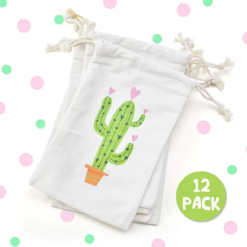 Miniatura 3 de Kreatwow Bolsas de regalo de fiesta de cactus con cordón para fiesta de cumpleaños, baby shower, despedida de soltera, boda, paquete de 12