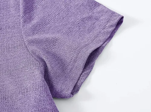 Miniatura 5 de BASUDAM Polo de golf para mujer, cuello en V, manga corta, sin cuello, camisetas de tenis para correr, secado rápido