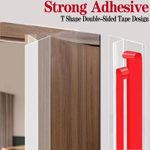 Miniatura 3 de Sello de puerta mejorado en forma de T, fuerte adhesivo para puertas laterales, cinta aislante de puerta para invierno, tira de sellado para marco