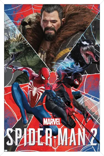Miniatura 13 de Trends International Marvel's Spider-Man 2 - Póster de pared de grupo, 22.4 pulgadas de largo x 14.7 pulgadas, versión enmarcada en bronce Versión