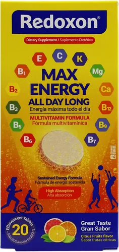 Miniatura 2 de Redoxon Max Energy, Fórmula multivitamínica , Energía máxima todo el día, Te ayudarán a fortalecer tu sistema inmunológico, Sabor frutas cítricas