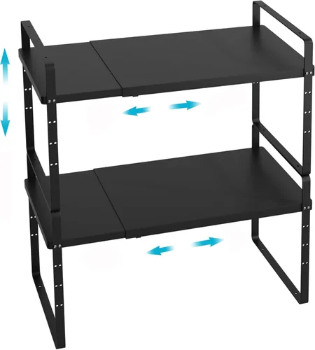 Miniatura 12 de iPEGTOP Estante organizador de almacenamiento expandible para gabinete, soporte de armario resistente, estante de especias, altura ajustable