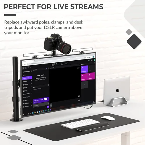 Miniatura 4 de HumanCentric Montura para Monitor DSLR Pequeña, Montaje de Cámara de Escritorio, Luz para Webcam, Estante para Micrófono para Brazo VESA de Monitor