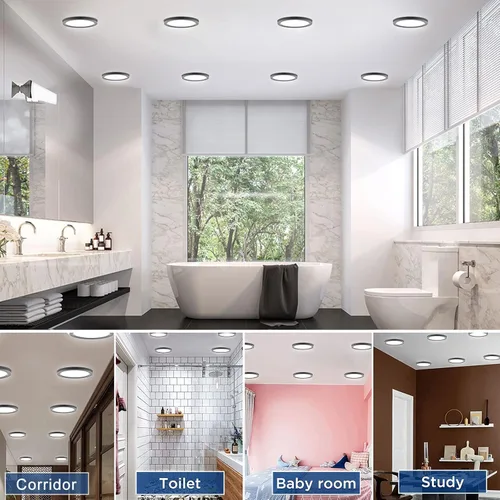 Miniatura 6 de Lámpara de techo LED de 7 pulgadas, montaje empotrado, atenuable, luz de techo plana redonda ultra delgada de 5000 K, luz diurna, lámpara de techo