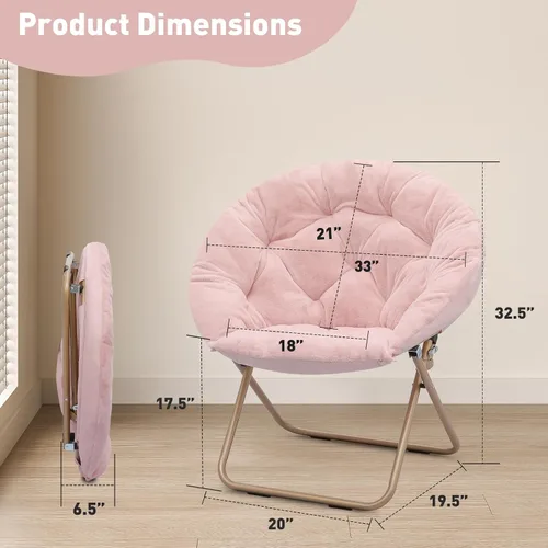 Miniatura 3 de MoNiBloom Silla redonda plegable de piel sintética para dormitorio, sala de estar, dormitorio, marco de metal plegable, de gran tamaño, cómoda