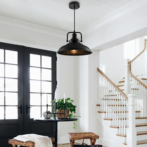 Miniatura 7 de Lámpara colgante negra de 12.5 pulgadas, paquete de 3 unidades, luz colgante de granja, iluminación colgante industrial, luces colgantes de cocina