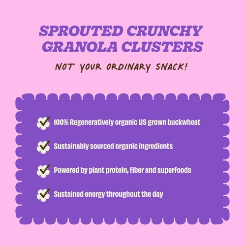 Miniatura 7 de Clusterbucks Superfood Clusters – Granola sin cereales, apta para dieta keto con trigo sarraceno germinado cultivado de forma regenerativa – Snack