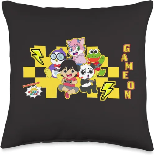 Ryan's World Game On Characters - Almohada de 16 x 16 pulgadas, multicolor