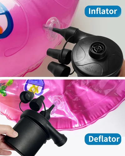 Miniatura 9 de Bomba de aire eléctrica inflable, bomba de inflado rápida portátil de 110 V AC/12 V CC con 3 boquillas, utilizada para barcos inflables, etc